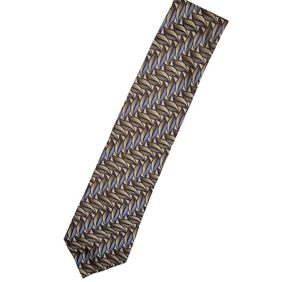 John W. Nordstrom 100% Silk Made in Italy Brown Blue Cream Necktie Tie - OS - Picture 1 of 5